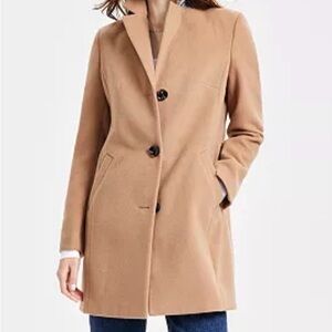 Maralyn & Me Camel Single-Breasted Wool-Blend Pea Coat